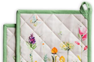 Maison d' Hermine Botanical Fresh Set di 2 presine da barbecue, in 100% cotone, per cucinare, forno a microonde, grigliate, primavera/estate, Pasqua (20cm x 20cm)