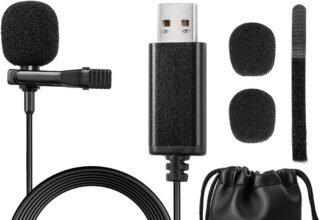Microfono USB, Gyvazla Omnidirezionale Condensatore Lavalier Clip On Mic per Computer, Laptop, Podcast, Interviste, Canto di rete, Skype, MSN, Audio Video Recording [Plug and Play]