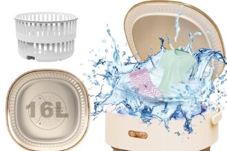 Mini lavatrice portatile con centrifuga – Lavatrice da campeggio Mini Washing Machine pieghevole portatile da campeggio piccola lavatrice da viaggio kaki (ultra pulizia) 16 l