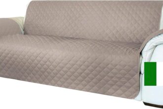 Moonange Copridivano 4 Posti con Braccioli Seduta 200 cm Impermeabile Reversibile Antiscivolo Antimacchia Antigraffio Antipelo Moderno Tortora
