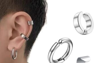 Orecchini uomo,3 Paia Orecchini da Uomo Donna in Acciaio Inossidabile,Clip Senza Buco Inossidabile cerchi orecchini non piercing clip on uomo in acciaio,Colore Argento Nero,Senza Buco,Orecchini finti