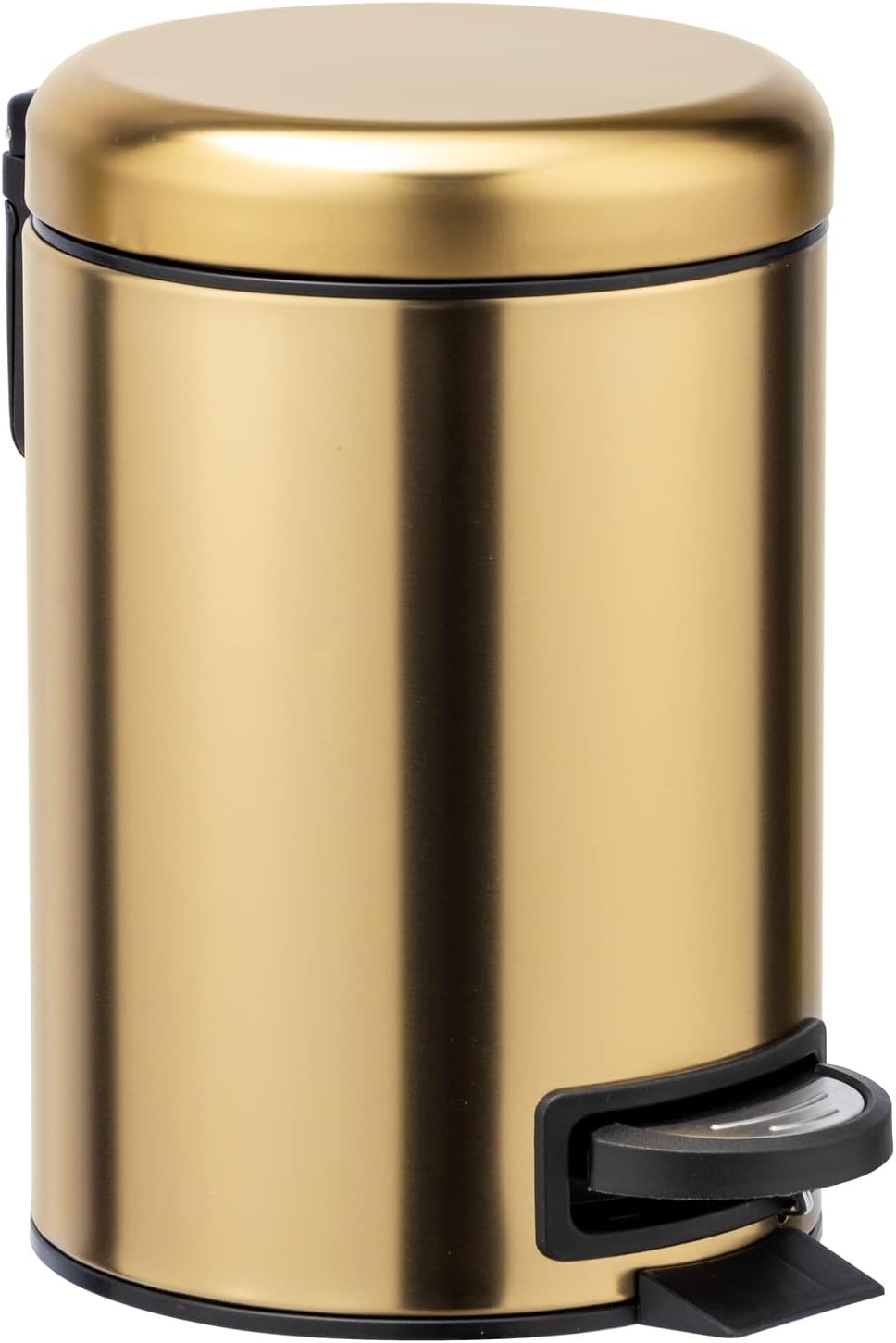 Wenko Leman-Pattumiera a Pedale per Cosmetici, con Impronte digitali, capacità 3 l, Acciaio Inox antiruggine, Oro Opaco, 17 x 25 x 22,5 cm