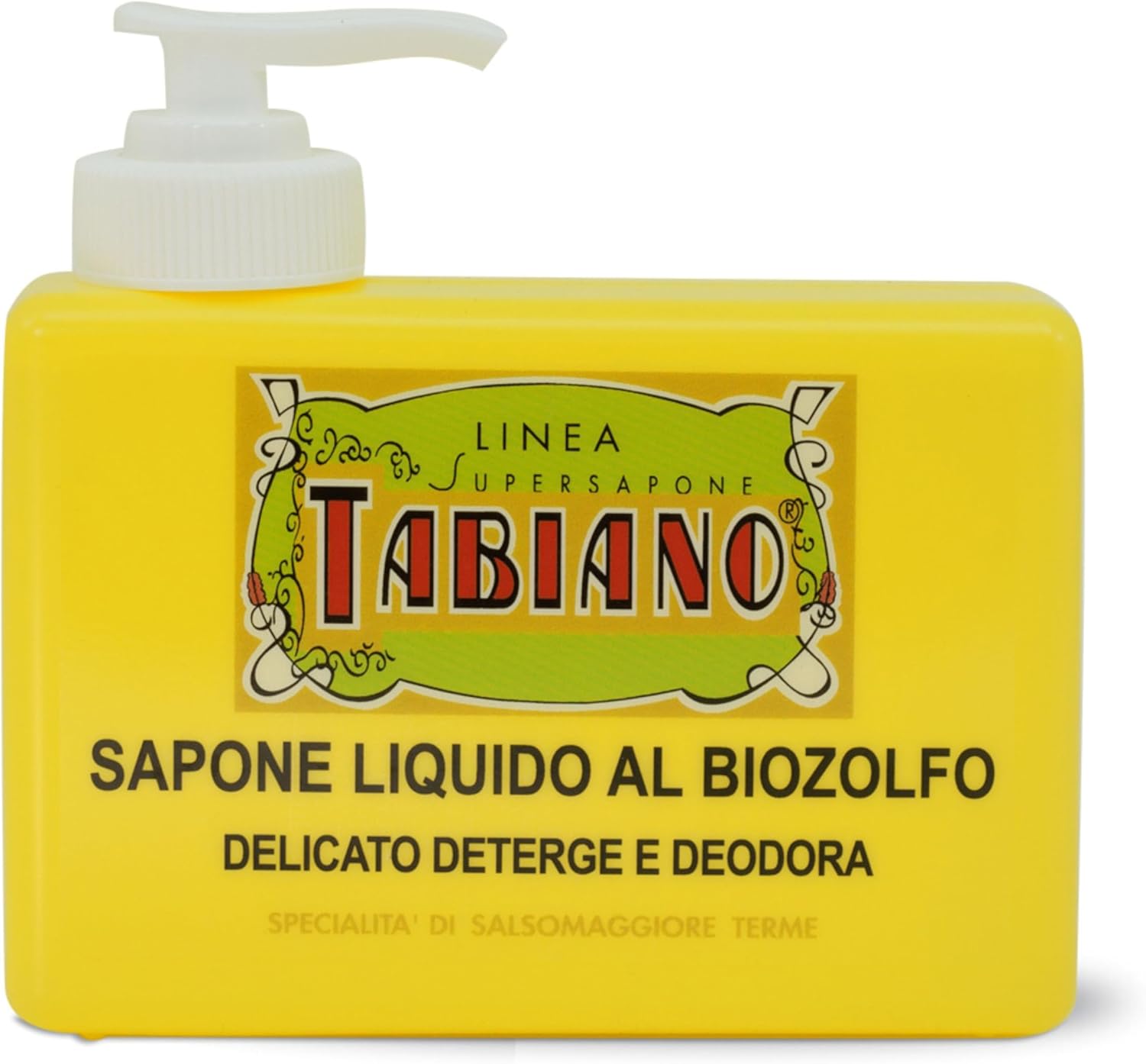 Pilogen Carezza - Supersapone Tabiano, Sapone Liquido al Biozolfo, con Biozolfo, Riduce l'Eccesso di Sebo, Liberando i Pori Ostruiti e Aiuta a Prevenire la Comparsa di Brufoli e Punti Neri, 250 ml
