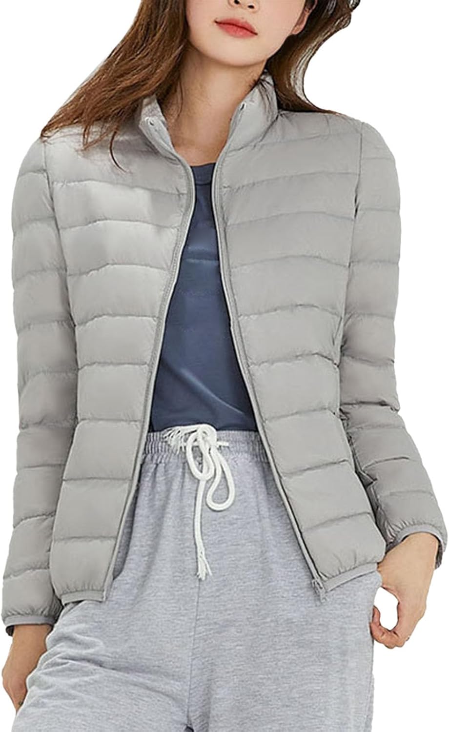 Piumino da Donna 100 Grammi Leggeri Elegante Cappotto Senza Cappuccio Ultraleggero Taglie Forti Giacca Trapuntino Mezza Stagione Imbottiti Piumini Donna Invernale Antivento Caldo Giacconi Slim