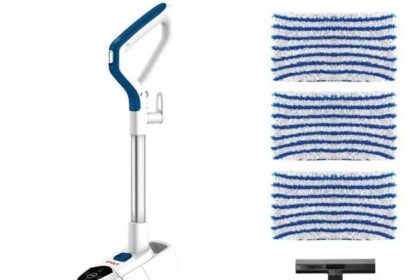 Polti Vaporetto 3 Clean Blue Aspirapolvere Lavapavimenti con Pulitore a Vapore Portatile, 3 Prodotti in 1, 14 Accessori, Aspirazione Ciclonica senza Sacco, Potenza Max 1800 W, Bianco e Blu