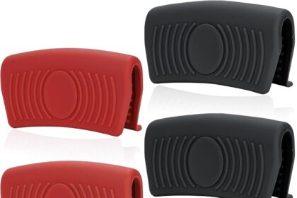 Presine Silicone da Cucina,Presine in Silicone con Manico per Presine,4 pezzi Presine Silicone impugnatura a clip,impugnatura in silicone,impugnatura isolata a caldo,protezione per le dita per cucina
