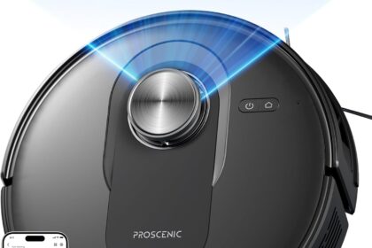 Proscenic Q8 Update Robot Aspirapolvere Lavapavimenti con Mappatura, Robot Pavimenti 6000Pa 200min, LiDAR Intelligente, Controllo APP/Alexa/WiFi/Siri/IFTTT, Ideale per Pulizia Domestica/Peli Animali