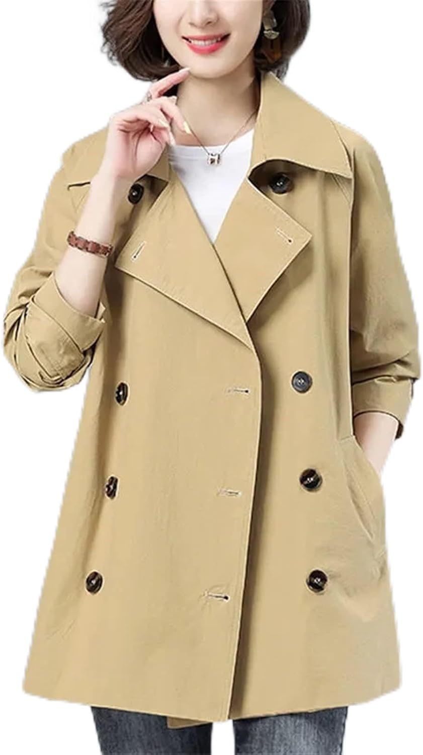 ROTAKUMA Primavera Autumn New Trench Cappotto Donna Doppio Bresettato Casual Trench Allentato Cappotti Donne Corto Soprabito Sottile A Vento