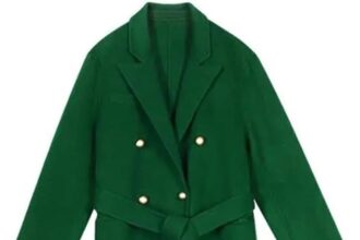 ROTAKUMA Autunno Inverno Cappotto di Lana for Le Donne Risvolto Doppio Petto Lace-up Giacca Lunga Femmina (Color : Green, Size : Medium)