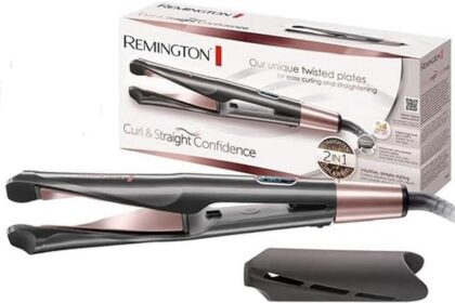 Remington Piastra per Capelli e Arricciacapelli - Curl&Straight Confidence 2in1 Multistyler: Piastre per styling curve per stirare, ricci e onde - 150-230°C, piastra per capelli S6606B