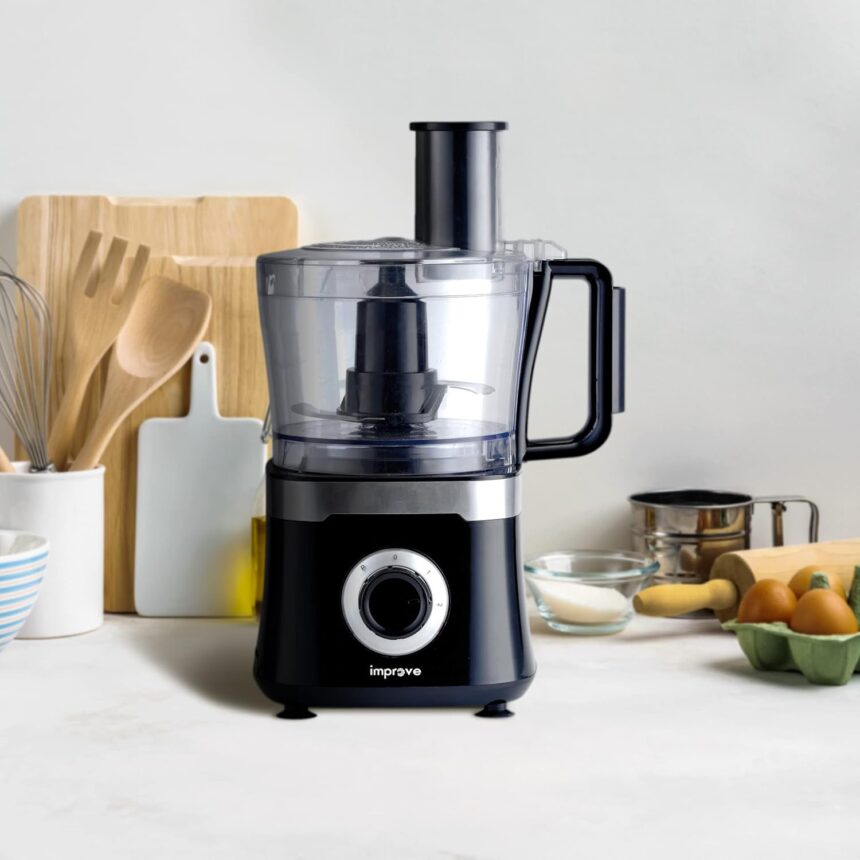 Robot da cucina multichef,Grattugia, Impasta, Emulsiona, 800W, Caraffa 1,5l, Nero/silver,Improve IMPROB001WFP