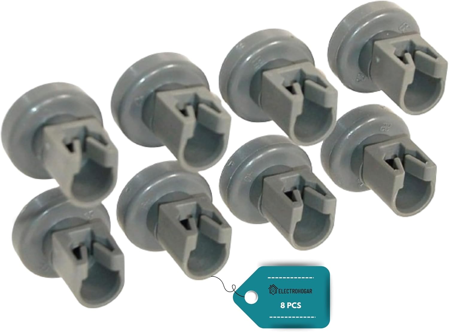 ELECTROHOGAR® - Rotelle Lavastoviglie Compatibile con Rex, Electrolux, Zanussi, AEG... (8 Ruote Cestello Superiore)