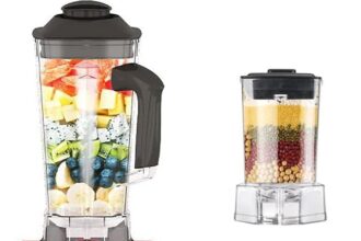 SOKANY 5000W Frullatore Elettrico, 9 Velocità + Funzione Pulsazioni, 2 e 1 frullatore multifunzione, 2,5L Frullati e Smoothie/Macinacaffe, Lame in Acciaio Inox, Senza BPA