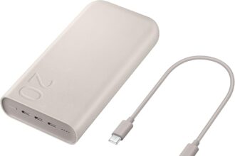 Samsung Caricabatterie Portatile 20.000 mAh Power Bank Super Fast Charging 45W, 3 porte di ricarica USB-C, Beige