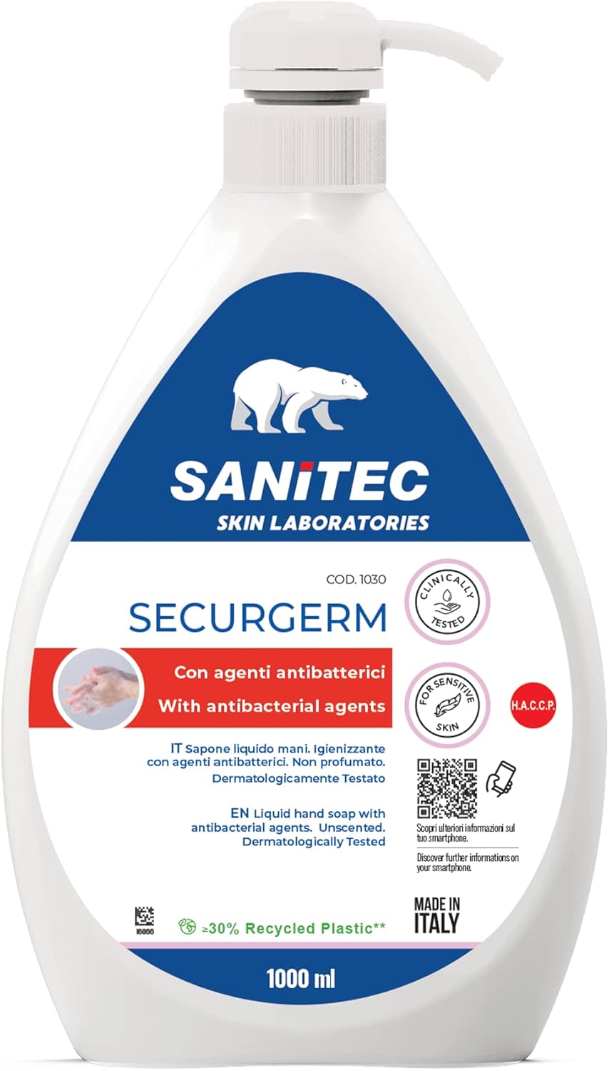 Sanitec 1030 Securgerm Sapone Liquido con per l'Igiene delle Mani, 1000 Ml
