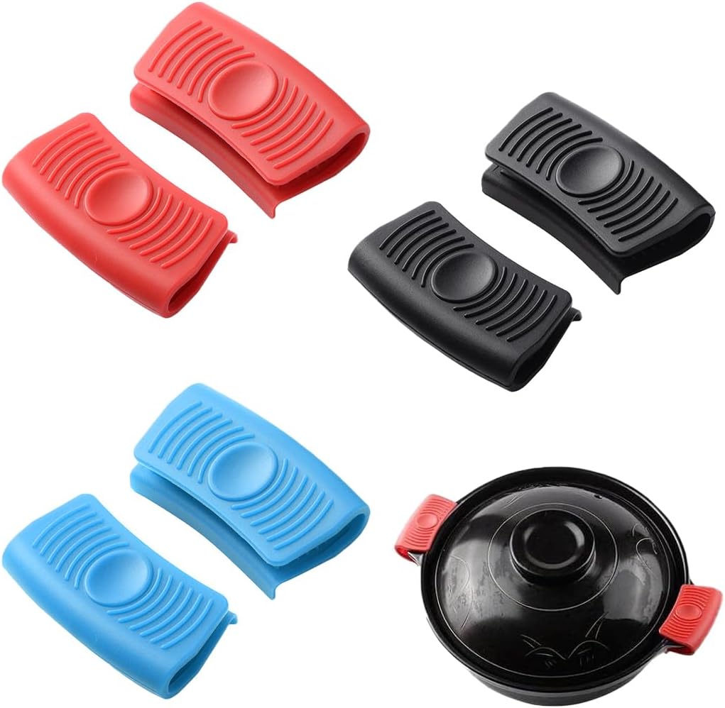 Set di 6 Presine in Silicone Antiscivolo per la Cucina, con Manico Resistente e Clip per una Cottura Sicura e senza Sforzo.