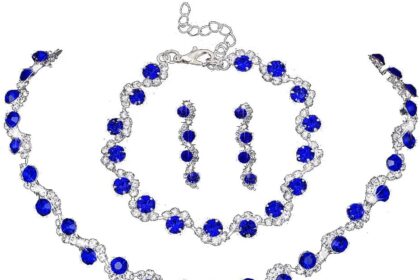 Clataly Bridal Wedding Colorful Crystal Collana Orecchini Braccialetto Set Argento sposa Collane Gioielli Accessori per le Donne Ragazze