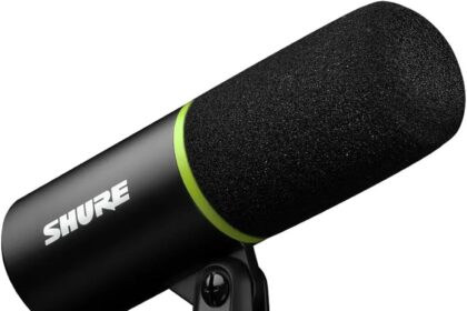 Shure MV6 Microfono da Gioco USB, USB-C, Microfono Dinamico, Auto Level Mode, Popper Stopper Digitale, per Giocatori PC e Streamer