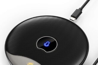 TONOR Microfono USB per Conferenze, Microfono Omnidirezionale a Condensatore per PC e Computer con Pulsante Muto per Riunioni/Lezioni Online, Chiamate Zoom, Chat Skype, Plug and Play (TM20)