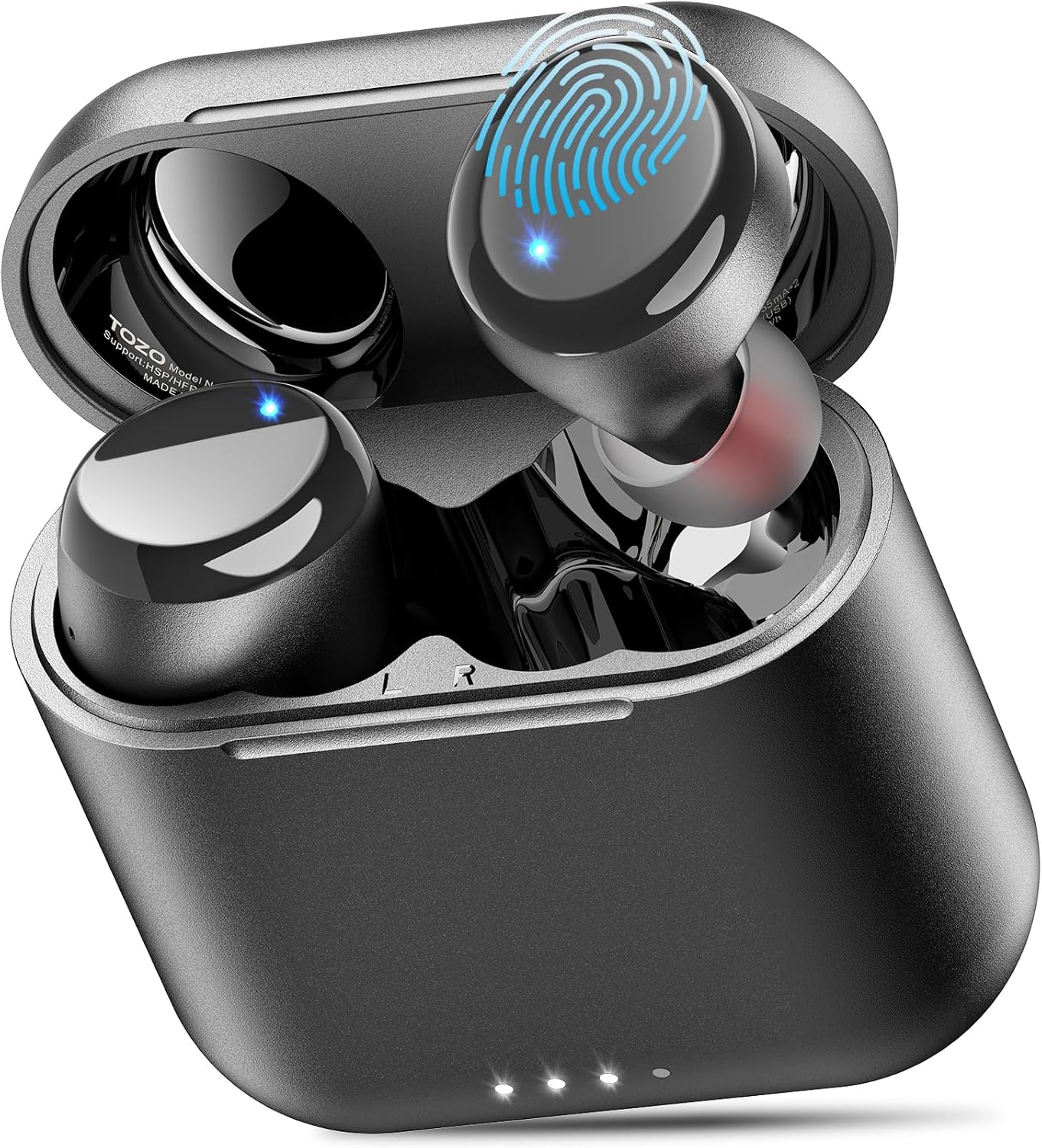 TOZO T6 Cuffie Bluetooth 5.3 con Controllo Touch ORIGX Acustica EQs Regolazione 45 Ore Riproduzione Supporta Caricatore Wireless e USB IPX8 Nero