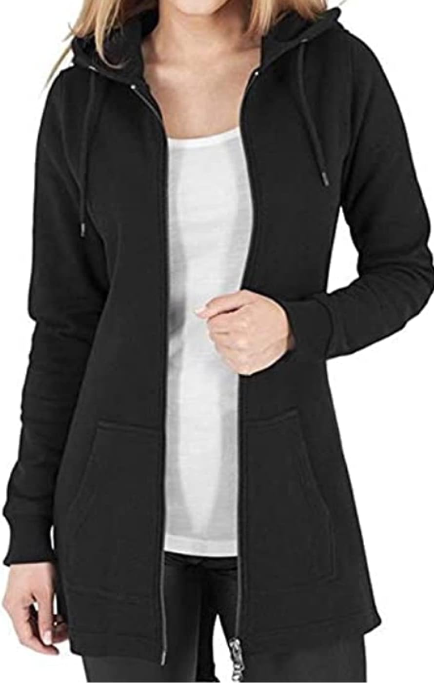 Tuopuda Donna Felpe con Cappuccio Giacca Elegante Scollo a V Top Manica Lunga Cardigan Felpe con Zip 2 Tasche Autunno Invernali Sweatshirt Cappotto Eleganti Pullover Hoodie Jumper