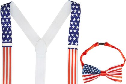 W WIDMANN MILANO Party Fashion - Set di costumi USA, bretelle e papillon, America, carnevale, festa a tema
