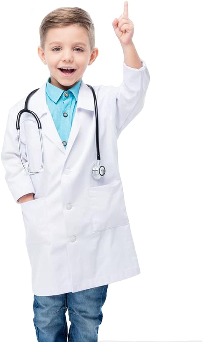 Waflyer Camice Laboratorio Bambini, Cotone Camice Bianco da Laboratorio Bambino, Camice Medico Camici da Laboratorio per Studenti, Ragazzo, Ragazze, Scienziati Dottore Cosplay, Pittura
