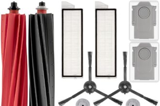 (12 Pezzi) S8 MaxV Ultra Parti di Ricambio per Roborock S8 MaxV Ultra/ S8 Max Ultra Robot, 2 Spazzole a Rullo, 2 Panni Grandi + 2 Piccoli, 2 Sacchetti per la Polvere, 2 Filtri HEPA 2 Spazzole Laterali