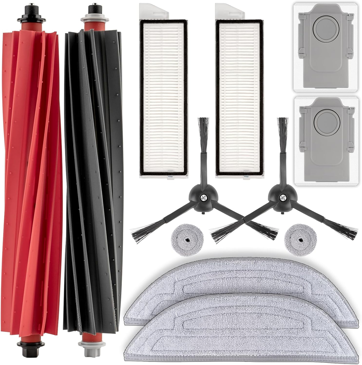 (12 Pezzi) S8 MaxV Ultra Parti di Ricambio per Roborock S8 MaxV Ultra/ S8 Max Ultra Robot, 2 Spazzole a Rullo, 2 Panni Grandi + 2 Piccoli, 2 Sacchetti per la Polvere, 2 Filtri HEPA 2 Spazzole Laterali