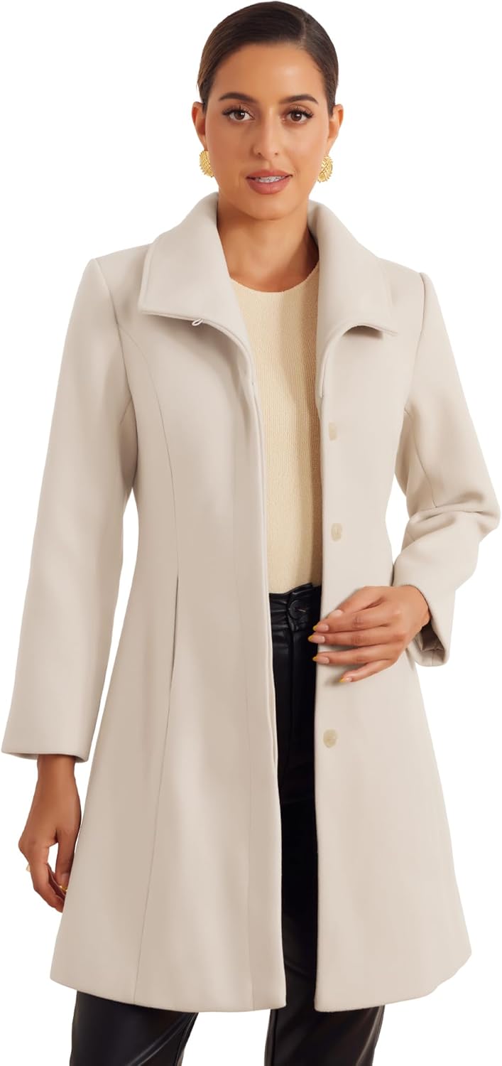 Allegra K Cappotto Invernale da Donna Elegante con Colletto alla Coreana e Bottoni Cappotto da Lavoro