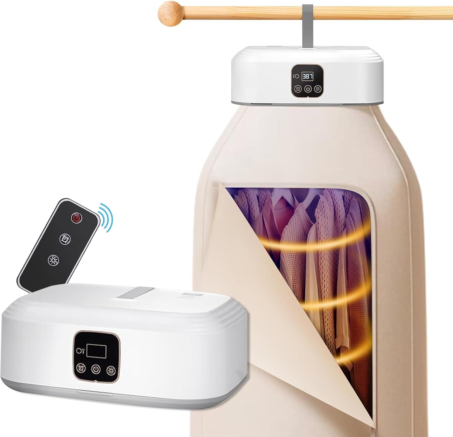 Asciugatrice Elettrico Portatile, Asciugatrice Pieghevole, Sterilizzare UV/Timer 8H/Aria Calda 360°, Mini Asciugatrice Regolabile per Case da Viaggio, Camper e Lavanderia Compatta