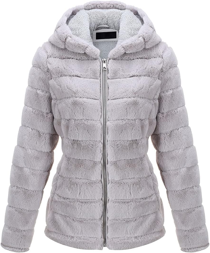 BELLIVERA Cappotto in Pile in Pelliccia Sintetica Donna Autunno Inverno Giacca in Sherpa Caldo e Soffice con Cappuccio
