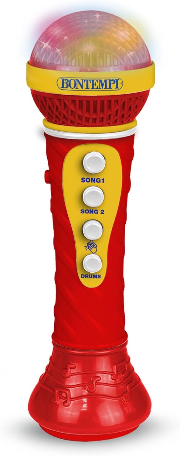 Bontempi | StarMic Karaoke - Microfono con Effetti Luminosi per Esibizioni da Vera Star, Rosso, 60x195x60 mm