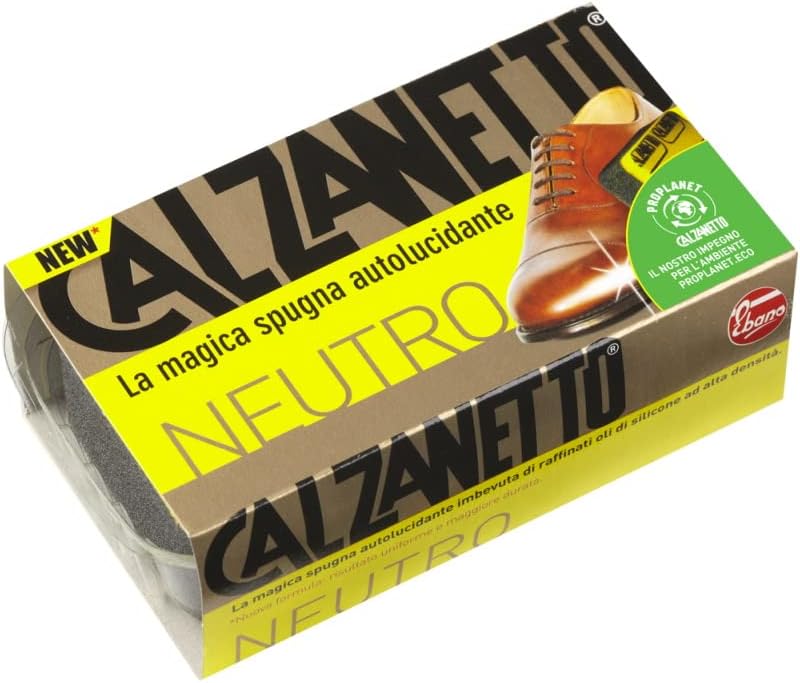 Calzanetto spugna lucidante scarpe in pelle, Pulisce lucida rinnova e protegge, Lucido per scarpe stivali borse, Per pellami di tutti i colori, Neutra