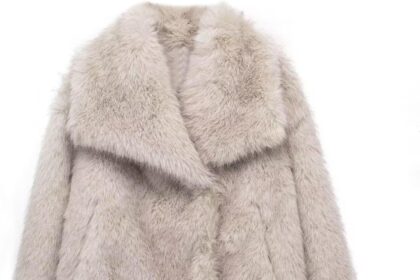 ZhuiKun Cappotto Donna in Pelliccia Sintetica Calda Morbida Legera Giacca Corto con risvolto Cardigan a Manica Lunga