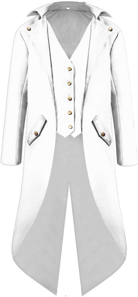 FYMNSI Cappotto da uomo gotico steampunk frack da uomo medievale vittoriana vintage uniforme lunga smoking per carnevale Halloween costume festa cosplay travestimento
