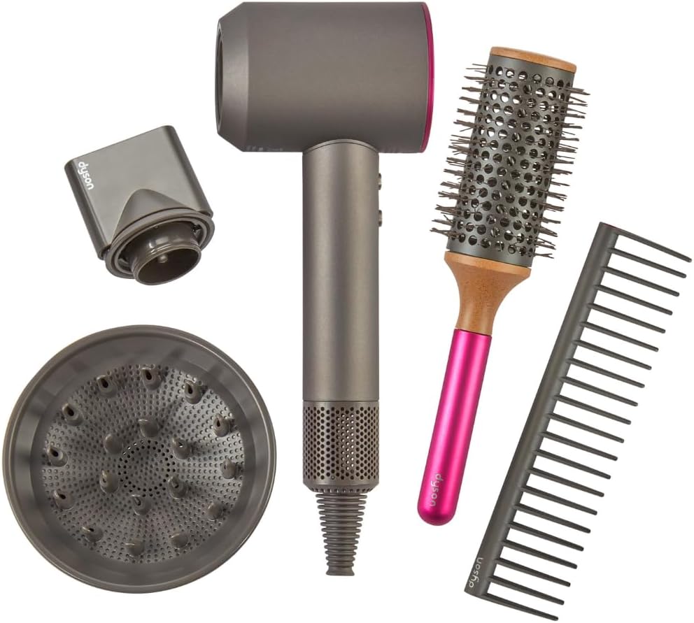 Casdon- Dyson Supersonic Styling Set. Asciugacapelli Giocattolo interattivo per Bambini dai 3 Anni in su. Sembra e Funziona Come la Cosa Reale, Colore Grigio, Taglia Unica, 73252