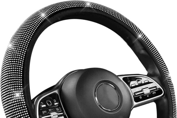 Coprivolante Con Velcro, Universale Antiscivolo in Pelle, Cristallo Diamante per La Maggior Parte Delle Auto (36-40 cm)