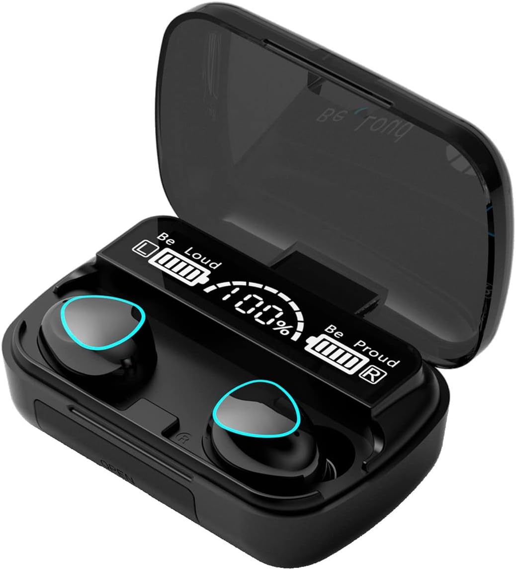 Cuffie Wireless, Auricolari Wireless Nell'orecchio, 180 Ore Di Riproduzione, Auricolari Bluetooth Stereo HiFi Con Cancellazione Del Rumore Con Microfono, Con Display LCD Custodia Di Ricarica USB-C, Au