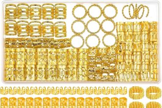 DMNQ 110 Pezzi Accessori Pirata Donna Anelli Per Capelli Accessori Capelli Donna Accessori Per Capelli Donna Anellini Per Gioielli Regolabili Per Trecce Decorative Colore Oro Organizzatore