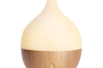 SALKING Diffusore di Oli Essenziali, 100ml Diffusore aromatico a Grana di Legno, Ultrasuoni Aromaterapia Diffusore con Luce Bianca Calda, Diffusore per Oli Essenziali Senza BPA, per Ufficio e Casa