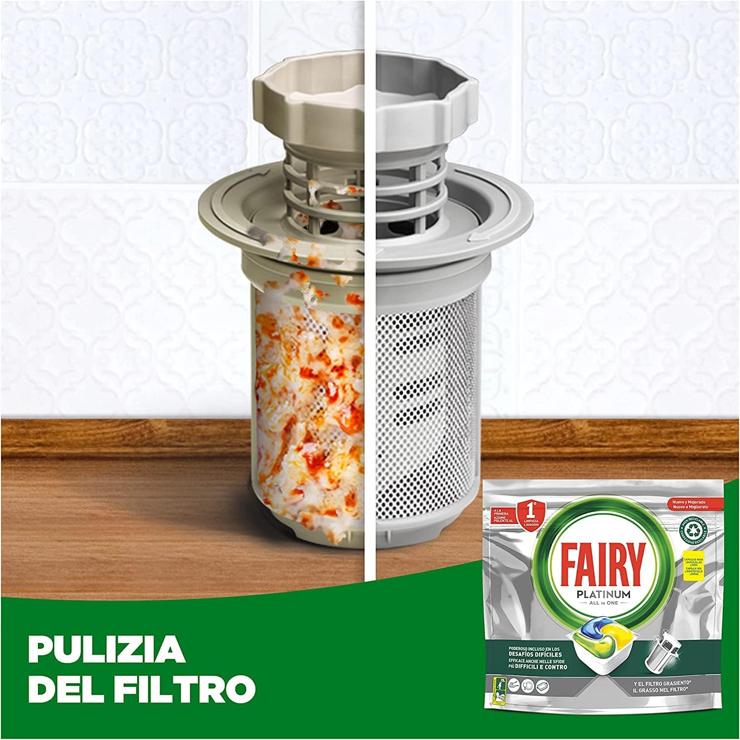 Fairy Platinum Detersivo Pastiglie Lavastoviglie Brillantante, 170 Capsule Lavastoviglie, Limone, Con Sistema Di Prelavaggio Integrato, Efficace Nelle Sfide Difficili Contro Lo Sporco