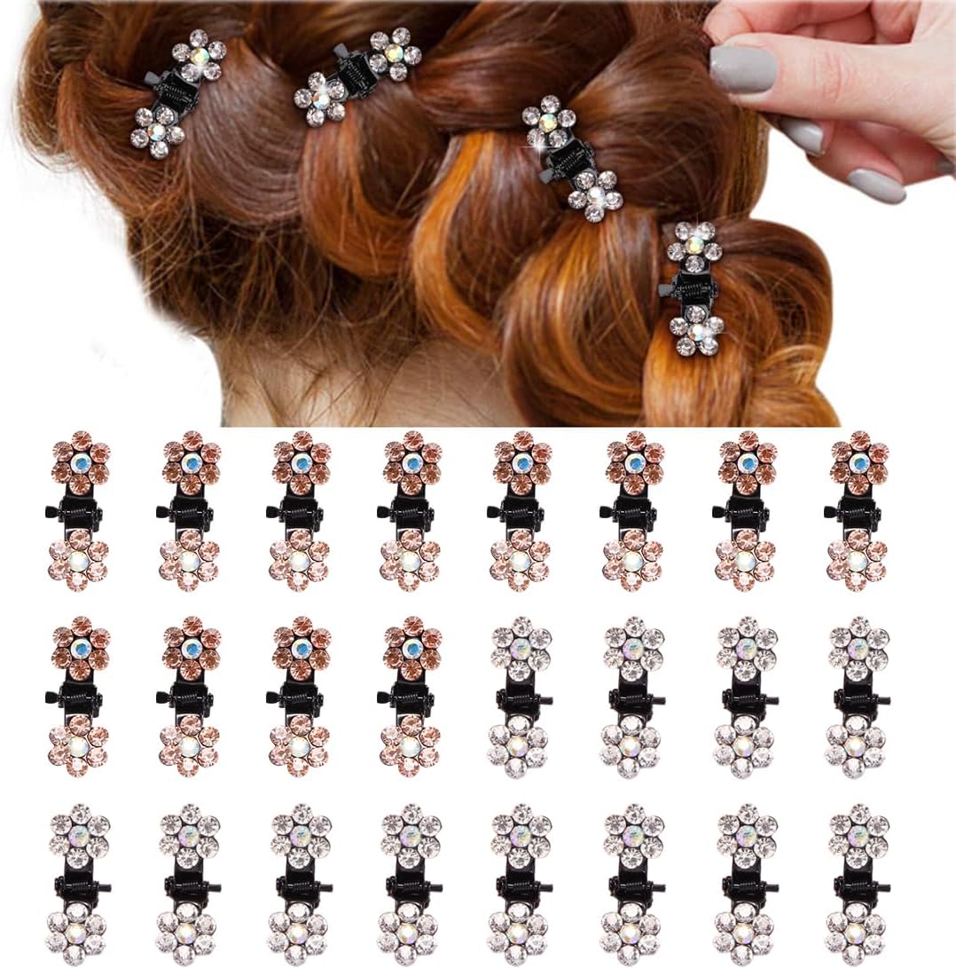 PLABBDPL 24 Pezzi Fermagli per Capelli con Strass Mini in Cristallo Accessori Barrettes Copricapo per Donne Ragazze (Bianco e Champagne)