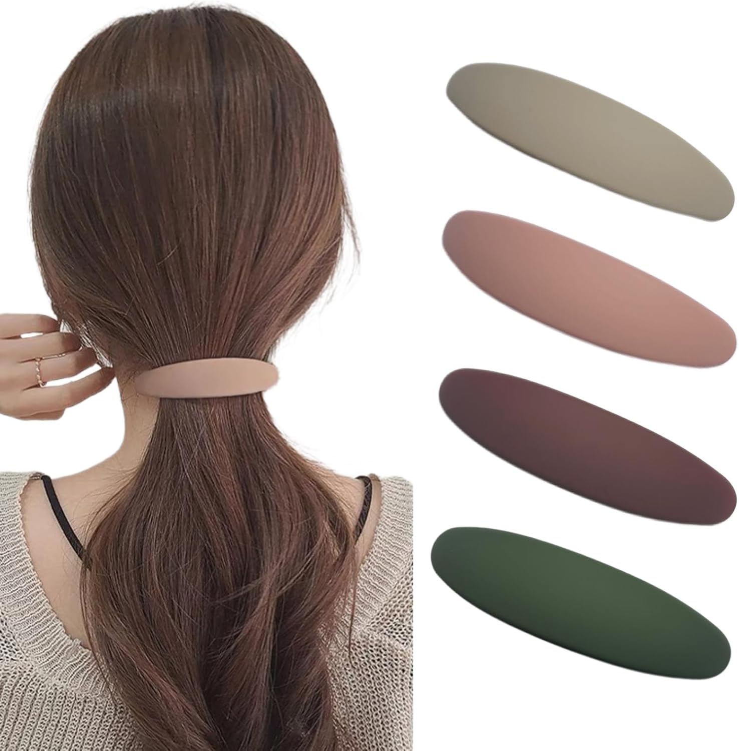 Ypkia Set di 4 fermagli per capelli da donna, sottili, medi, stile vintage, automatico, per donne e ragazze (colore chiaro)