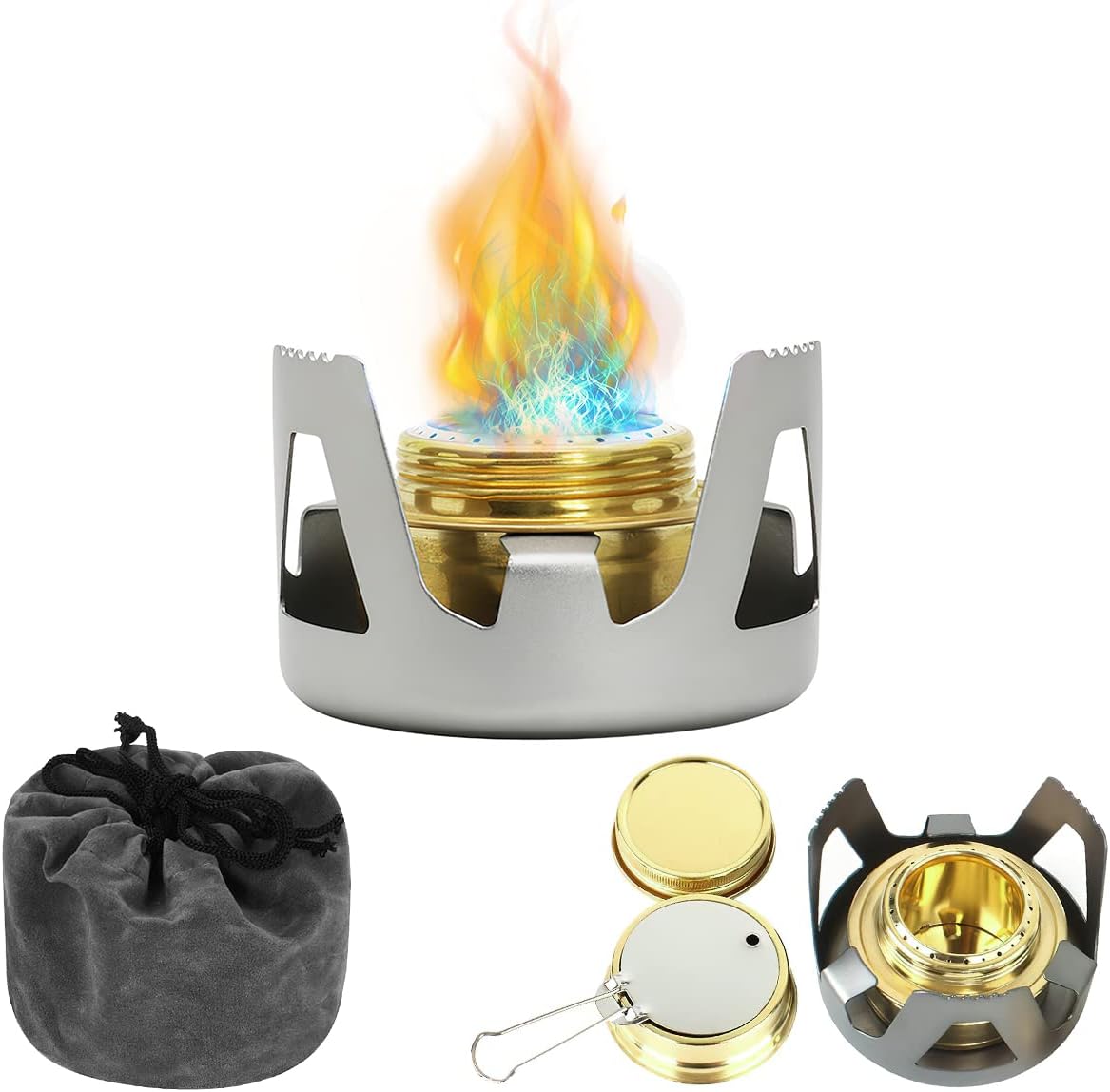 Fornello Alcool Campeggio, RosyFate Fornello ad Alcool, Fornello ad Alcool Portatile, con Bruciatore di Alcol, per Outdoor, Picnic, Escursionismo, Cucinare