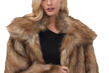 Giacca da Donna Lunga in Pelliccia Sintetica con Collo Quadrato alla Moda Giacca da Donna Autunno E Inverno con Cappotto Lungo