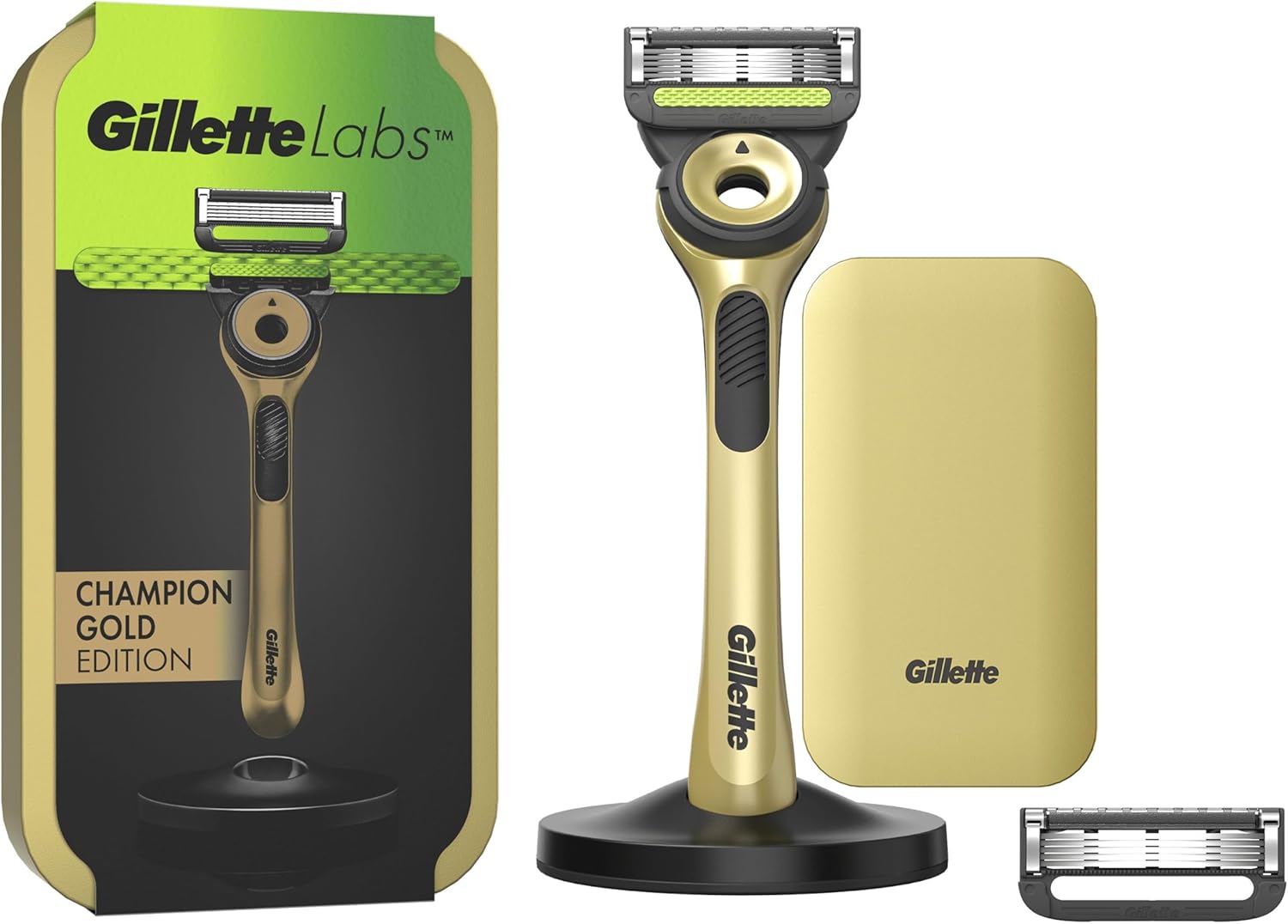 Gillette Labs Rasoio Con Barra Integrata e Custodia da Viaggio, 1 Manico, 2 Lamette di Ricambio, con Base Magnetica, Rasoio Barba, Gillette Labs Lamette
