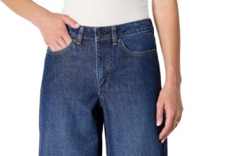 Amazon Essentials Donna Jeans a Vita Media Ultra Morbidi a Gamba Larga
