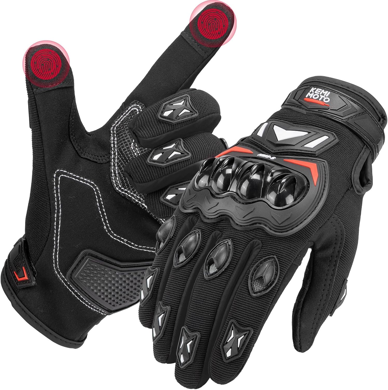 KEMIMOTO Guanti Moto Estivi, Guanti da Motociclismo Touchscreen per Uomo e Donna con Protezione Nocche Rigide, Ideali per Sport, Ciclismo, Scooter e Attività all'Aperto