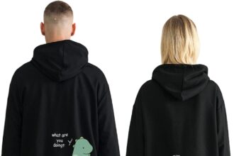 KMCOJIA Dinosauro Carino Felpa con Cappuccio per Coppia,Manica Lunga Sweatshirt con Tasche, Idea Regalo per San Valentino（1 pièces）